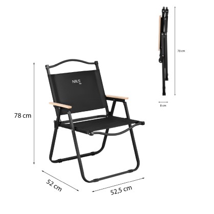 NC4307 KRZESŁO SKŁADANE CZARNE NILS CAMP