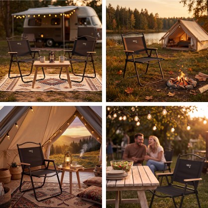 NC4307 KRZESŁO SKŁADANE CZARNE NILS CAMP