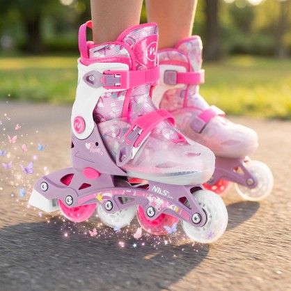 NJ1025 ŁYŻWOROLKI FLIPZY RÓŻOWE ROZM. XS(27-30) NILS FUN