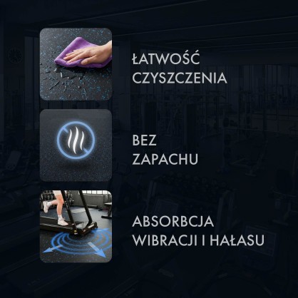 POS15 PODŁOGA GUMOWA POD SPRZĘT FITNESS BLACK/BLUE II GATUNEK