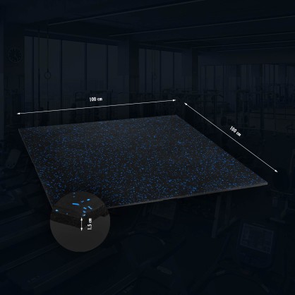 POS15 PODŁOGA GUMOWA POD SPRZĘT FITNESS BLACK/BLUE II GATUNEK