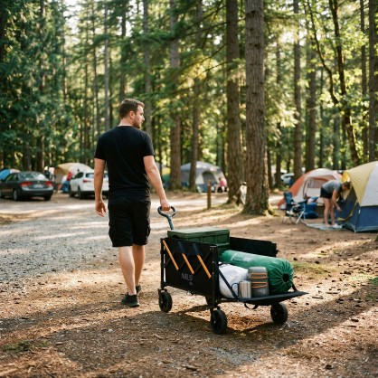 NC2608 WÓZEK TURYSTYCZNY SKŁADANY CZARNO-POMARAŃCZOWY 100L NILS CAMP