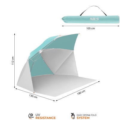 NC4803 PARASOL - PARAWAN PLAŻOWY 2 W 1 NILS