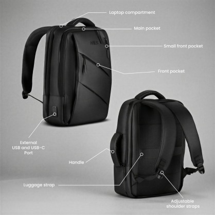 NC4502 PLECAK NA LAPTOP Z USB CZARNY NILS
