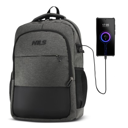 NC4503 PLECAK MIEJSKI Z USB SZARY NILS