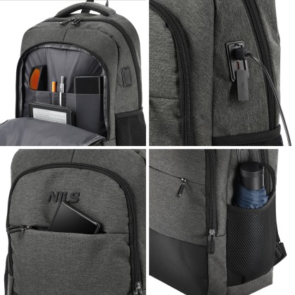 NC4503 PLECAK MIEJSKI Z USB SZARY NILS