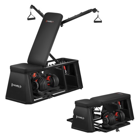 ZESTAW LM4012 ŁAWKA MULTIFUNKCYJNA 4w1 + 2x SR52 SZTANGIELKA REGULOWANA HMS