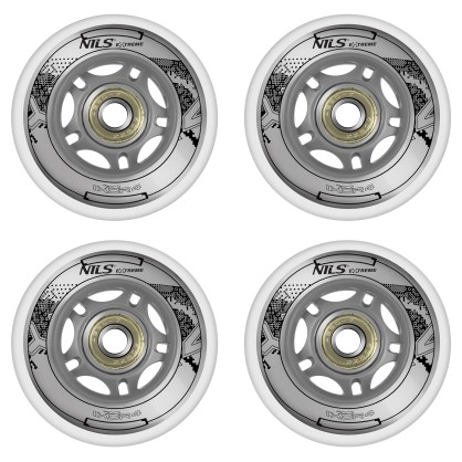 PU 84x24 82A przezroczyste (4 szt.) + ABEC-7 chrome (8 szt.) zestaw nils extreme