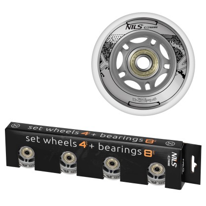 PU 84x24 82A przezroczyste (4 szt.) + ABEC-7 chrome (8 szt.) zestaw nils extreme