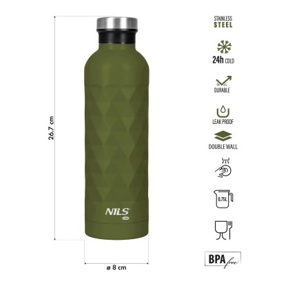 NC3805 BUTELKA TURYSTYCZNA 750ML ZIELONA NILS CAMP