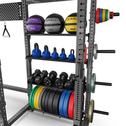 XENTRYON MULTIFUNKCYJNA KLATKA POWER RACK Z WYCIĄGIEM I REGAŁEM DO PRZECHOWYWANIA HMS
